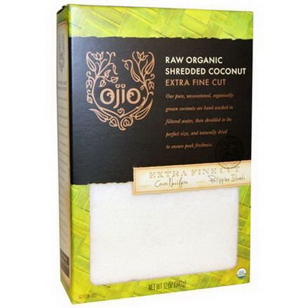 Ojio, Raw Organic Shredded Coconut, Extra Fine Cut 341g