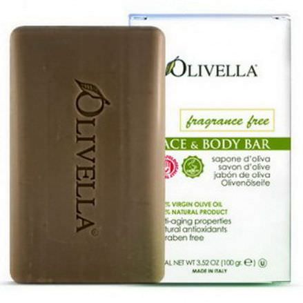 Olivella, Face&Body Bar, Fragrance Free 100g