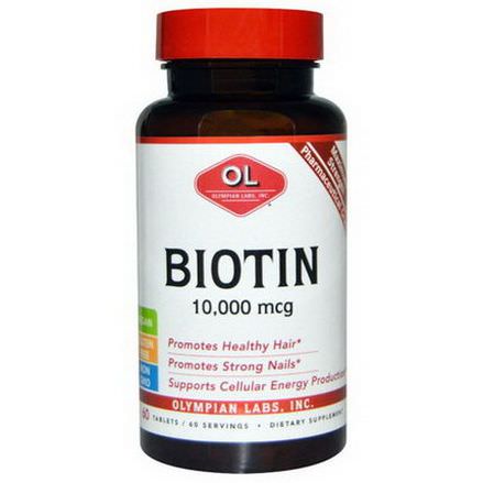 Olympian Labs Inc. Biotin, 10,000mcg, 60 Tablets