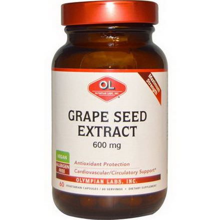 Olympian Labs Inc. Grape Seed Extract, Maximum Strength, 600mg, 60 Veggie Caps
