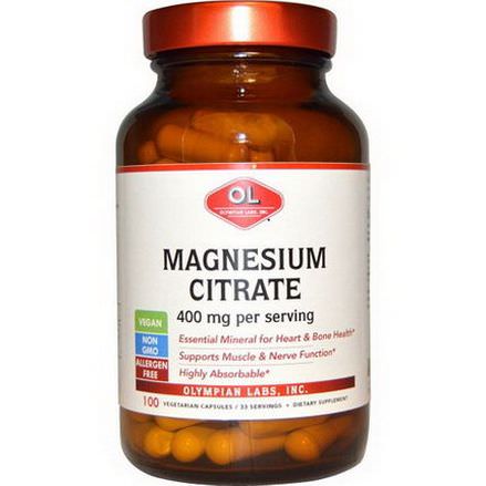 Olympian Labs Inc. Magnesium Citrate, 400mg, 100 Veggie Caps