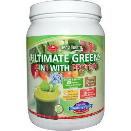 Olympian Labs Inc. Ultimate Greens 8 in 1 with Protein, Delicious Blueberry Flavor 518g
