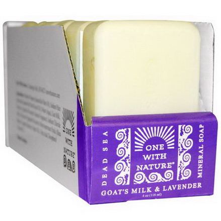 One with Nature, Dead Sea Mineral Soap, Goat's Milk&Lavender, 6 Bars, 4 oz Each
