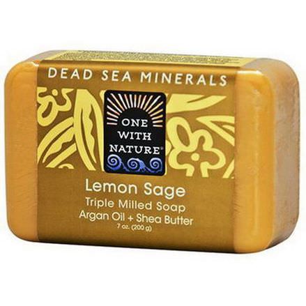 One with Nature, Triple Milled Soap Bar, Lemon Sage 200g