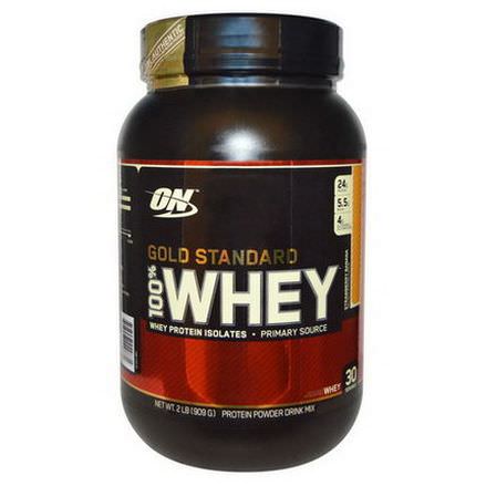 Optimum Nutrition, Gold Standard, 100% Whey, Protein Powder Drink Mix, Strawberry Banana 909g