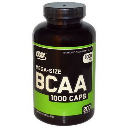 Optimum Nutrition, Mega-Size BCAA 1000 Caps, 1000mg, 200 Capsules