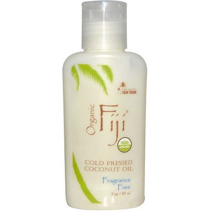 Organic Fiji, Organic, Cold Pressed Coconut Oil, Fragrance Free 89ml