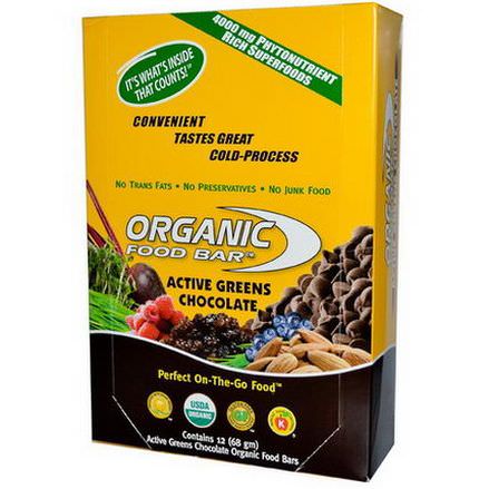 Organic Food Bar, Active Greens Chocolate, 12 Bars 68g Each