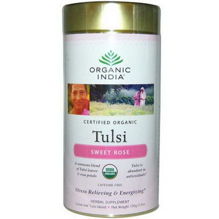 Organic India, Loose Leaf Tulsi Blend Tea, Sweet Rose, Caffeine-Free 100g