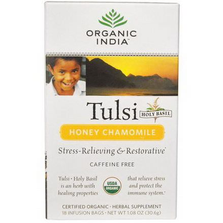 Organic India, Tulsi Holy Basil Tea, Honey Chamomile, Caffeine-Free, 18 Infusion Bags 30.6g