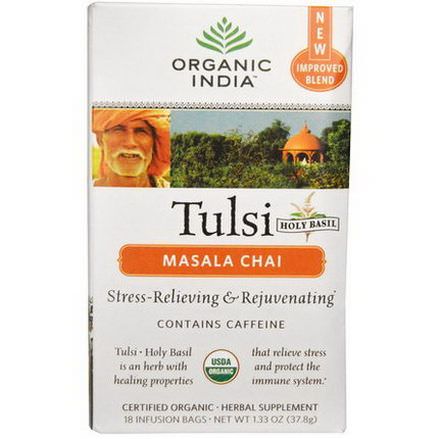 Organic India, Tulsi Holy Basil Tea, Masala Chai, 18 Infusion Bags 37.8g