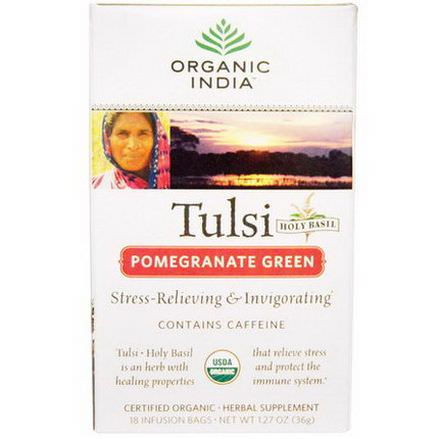 Organic India, Tulsi Holy Basil Tea, Pomegranate Green, 18 Infusion Bags 36g
