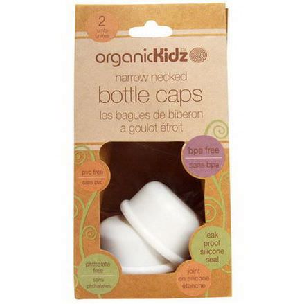 Organic Kidz, Bottle Caps Narrow Necked, White, 2 Units