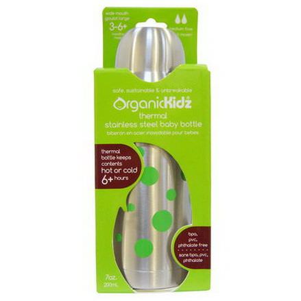 Organic Kidz, Thermal Wide Mouth Bottle, Medium Flow, Green Dots 200ml