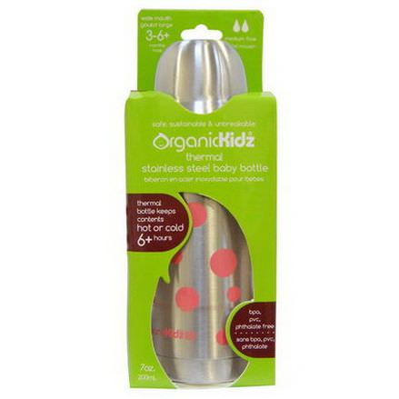 Organic Kidz, Thermal Wide Mouth Bottle, Pink Dots 200ml