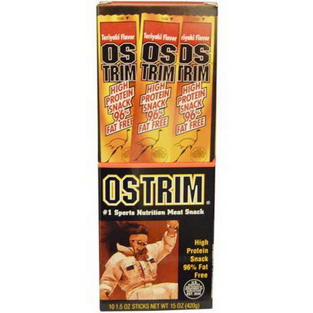 Ostrim, Beef&Ostrich Snack, Teriyaki Flavor, 10 Sticks 42g Each