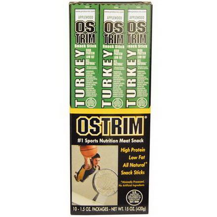 Ostrim, Turkey Snack Stick, Applewood, 10 Packages 42g Each