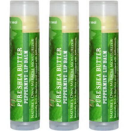 Out of Africa, Pure Shea Butter Lip Balm, Peppermint, 3 Pack 4g Each