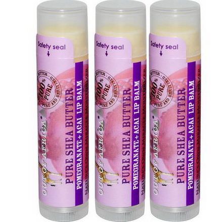 Out of Africa, Pure Shea Butter Lip Balm, Pomegranate Acai, 3 Pack 4g Each