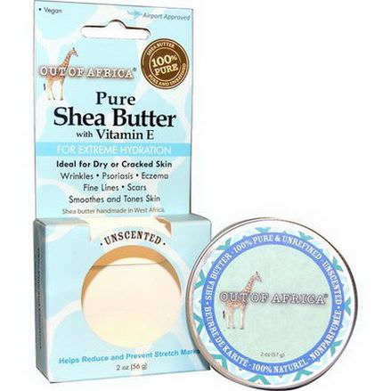 Out of Africa, Pure Shea Butter with Vitamin E, For Extreme Hydration, Unscented 56g