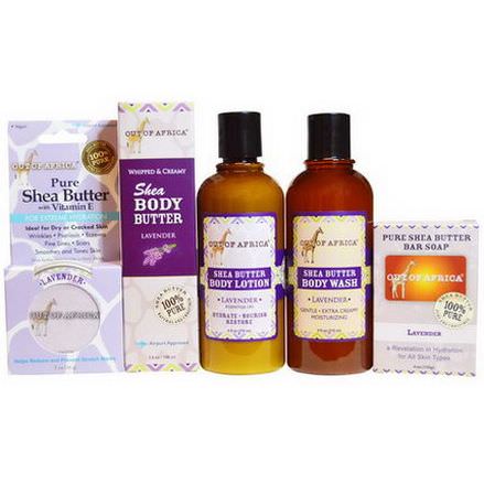 Out of Africa, Shea Butter Body Kit, Lavender, 4 Pieces with 1 Free 2 oz Shea Butter