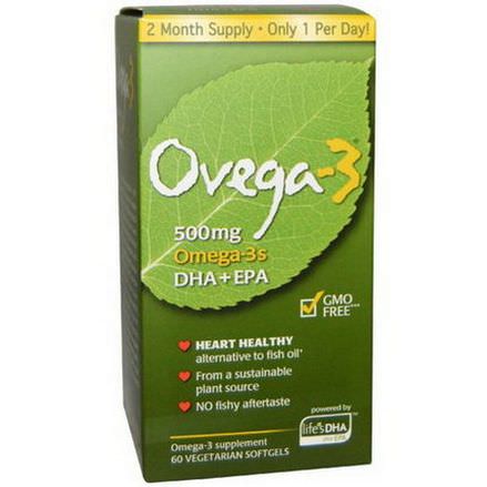 Ovega-3, Omega-3s DHA EPA, 500mg, 60 Veggie Softgels