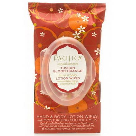 Pacifica, Hand&Body Lotion Wipes, Tuscan Blood Orange, 30 Paraben Free Towelettes