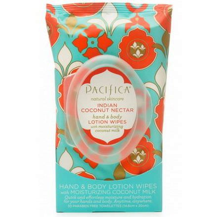 Pacifica, Hand&Body Lotion Wipes, Indian Coconut Nectar, 30 Paraben Free Towelettes