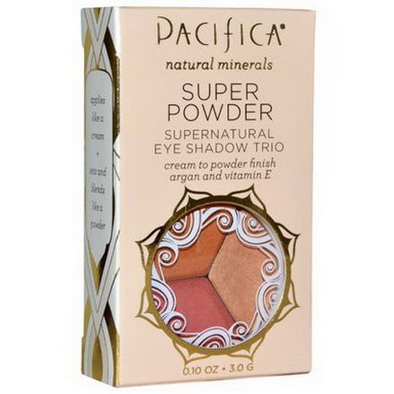 Pacifica, Super Powder Supernatural Eye Shadow Trio, Shades: Breathless, Glowing, Sunset 3.0g