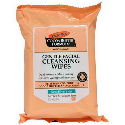 Palmer's, Cocoa Butter Formula, Gentle Facial Cleansing Wipes, Fresh White Lily Fragrance, 25 Wipes