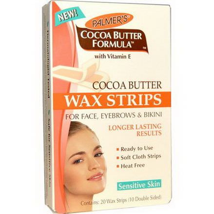 Palmer's, Cocoa Butter Formula, Wax Strips, For Face, Eyebrows and Bikini 10 Double Sided