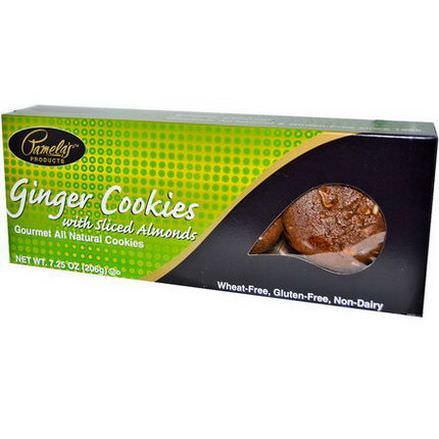Pamela's Products, Gourmet All Natural Cookies, Ginger Cookies with Sliced Almonds 206g