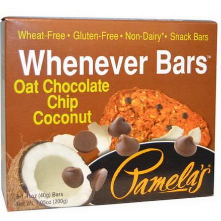 Pamela's Products, Whenever Bars, Oat Chocolate Chip Coconut, 5 Bars 40g Each