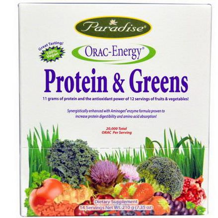 Paradise Herbs, ORAC-Energy, Protein&Greens, 14 Packets 15g