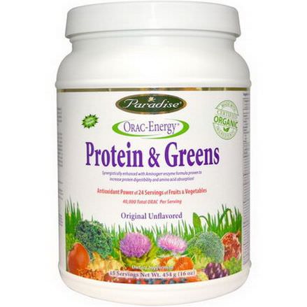 Paradise Herbs, ORAC-Energy, Protein&Greens, Original Unflavored 454g