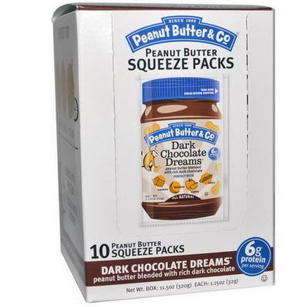 Peanut Butter&Co. Easy Squeezy, Dark Chocolate Dreams Peanut Butter, 10 Squeeze Packs 32g Each
