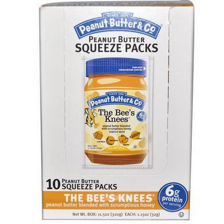 Peanut Butter&Co. Easy Squeezy, The Bee's Knees Peanut Butter, 10 Squeeze Packs 32g Each