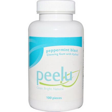 Peelu, Chewing Gum with Xylitol, Peppermint Blast, 100 Pieces
