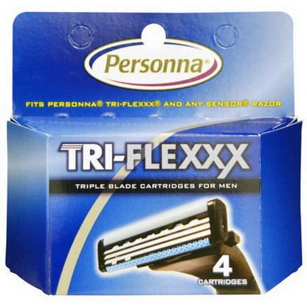 Personna Razor Blades, Tri-Flexxx, Triple Blade Cartridges for Men, 4 Cartridges