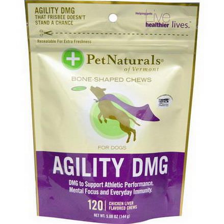 Pet Naturals of Vermont, Agility DMG For Dogs, Chicken Liver Flavored, 120 Chews 144g
