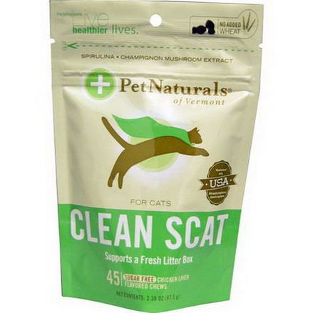 Pet Naturals of Vermont, Clean Scat for Cats, Chicken Liver Flavor, Sugar Free, 45 Chews 67.5g