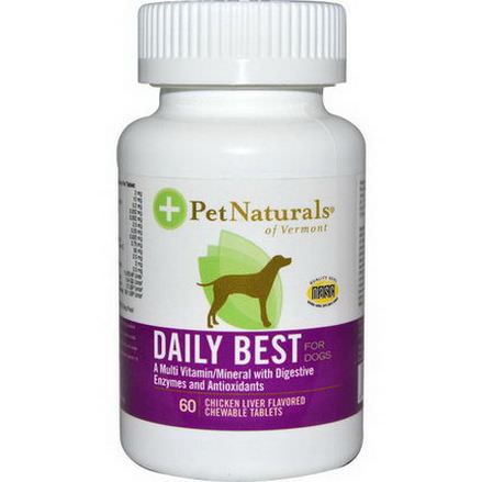 Pet Naturals of Vermont, Daily Best, Multi Vitamin/Mineral, For Dogs, Chicken Liver Flavored, 60 Chewable Tablets