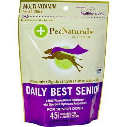 Pet Naturals of Vermont, Daily Best Senior, Chicken Liver Flavored, For Senior Dogs, 45 Chews