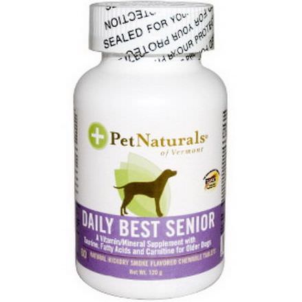 Pet Naturals of Vermont, Daily Best Senior for Dogs, 60 Natural Hickory Smoke Flavored Chewable Tablets