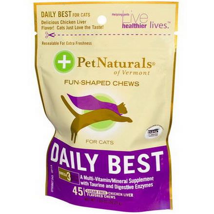 Pet Naturals of Vermont, Daily Best for Cats, Sugar-Free, Chicken Liver Flavored, 45 Chews 56.25g