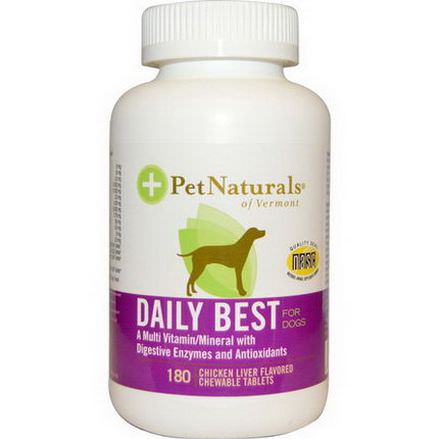 Pet Naturals of Vermont, Daily Best for Dogs, Chicken Liver Flavored, 180 Chewable Tablets