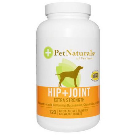 Pet Naturals of Vermont, Hip Joint, Extra Strength, For Dogs, Chicken Liver Flavored, 120 Chewable Tablets