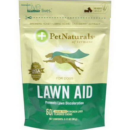 Pet Naturals of Vermont, Lawn Aid for Dogs, Chicken Liver Flavor, Sugar Free, 60 Chews 90g
