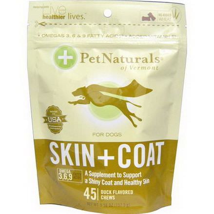 Pet Naturals of Vermont, Skin Coat For Dogs, Duck Flavored, 45 Chews 157.5g