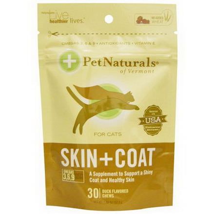 Pet Naturals of Vermont, Skin Coat for Cats, 30 Duck Flavored Chews 52.5g